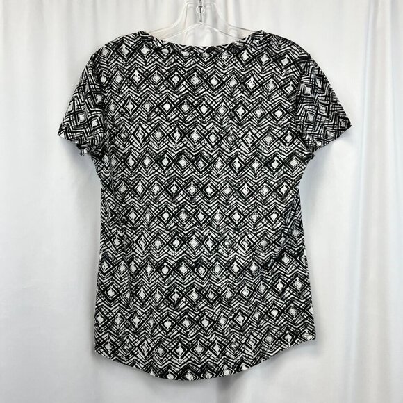 Relativity Short Sleeve Black/Gray Geometric Top Round Neck Womens Size Small - Picture 6 of 9